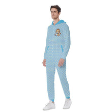 Blue Baby Lion Polka Dot Hooded Zipper Front Sissy Pajamas