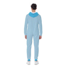 Blue Baby Lion Polka Dot Hooded Zipper Front Sissy Pajamas
