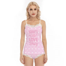 'Mommy's Little Love Bug' 2pc Pink Heart Cami Lace Pajamas