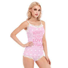 'Mommy's Little Love Bug' 2pc Pink Heart Cami Lace Pajamas