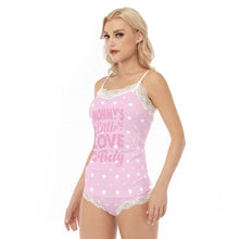 'Mommy's Little Love Bug' 2pc Pink Heart Cami Lace Pajamas