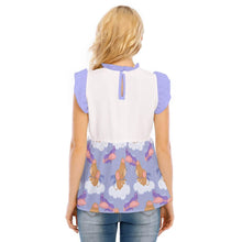 Adorable Plane Bear Sleeveless Ruffle Blouse