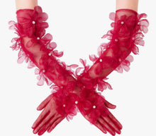 Women's Sheer Flower Gloves for Adult Little Girl Sissy Dress-up