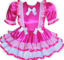 Lucinda Custom Fit Fuchsia Satin Gingham Adult Little Girl Sissy Dress by Leanne's