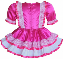 Lucinda Custom Fit Fuchsia Satin Gingham Adult Little Girl Sissy Dress by Leanne's