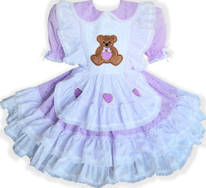 Lacrisha Custom Fit Eyelet Teddy Bear Hearts Ruffles Adult Sissy Dress by Leanne's