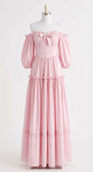 Rose Goddess Pink Off-Shoulder Lolita Maxi Gown | Leanne's