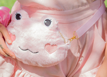 Pink Sakura Frog Plush Crossbody Bag