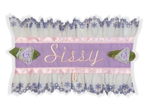 Lavender Broadcloth Sissy Embroidered Adult Baby Girl Sissy Collar by Leanne's