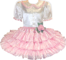 4XL Ready to Wear Pink Satin Shiny Pink Ruffles Adult Sissy Skirt by Leanne's