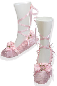 Made to Fit You Pink Roses Adult Baby Sissy Ballet Slippers Booties by Leanne's