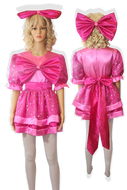 Marli Custom Fit Hot Pink Satin Giant Bow Hairbow Adult Sissy Dress by Leanne's