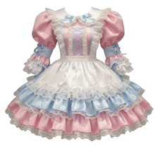 Danielle Custom Fit Pink Blue Satin Adult Sissy Dress by Leanne's