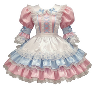 Danielle Custom Fit Pink Blue Satin Adult Sissy Dress by Leanne's