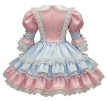 Danielle Custom Fit Pink Blue Satin Adult Sissy Dress by Leanne's