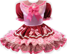 Layla Custom Fit Red Gingham Pink Satin Bows Adult Sissy Dress by Leanne's
