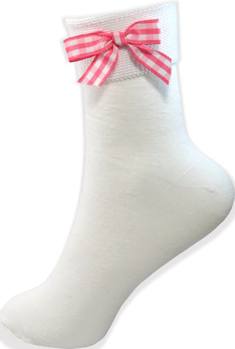 White Socks with Pink Gingham Bows for Adult Little Girl Sissy Leanne's