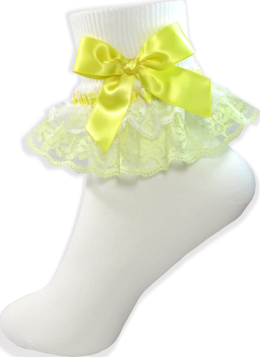 Yellow Ribbon Bows White Lacy Socks for Adult Sissy Little Girl Leanne's