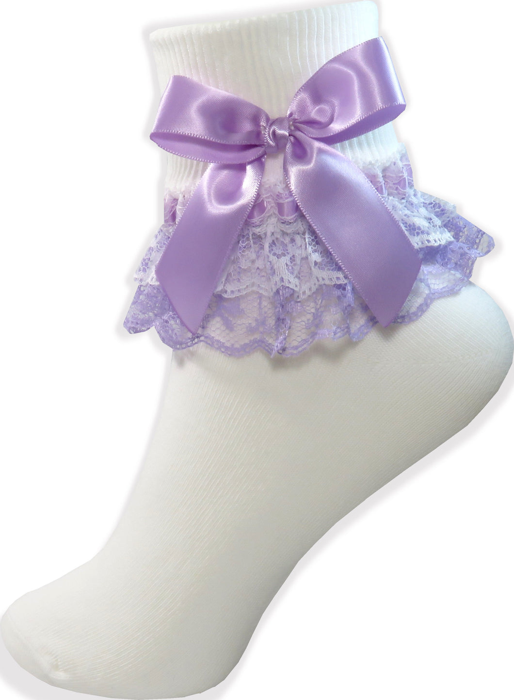 Lavender Ribbon Bows White Lacy Socks for Adult Sissy Little Girl Leanne's