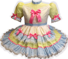 Aubrey Custom Fit Yellow Eyelet Pink Bows Adult Sissy Dress by Leanne's