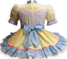 Aubrey Custom Fit Yellow Eyelet Pink Bows Adult Sissy Dress by Leanne's