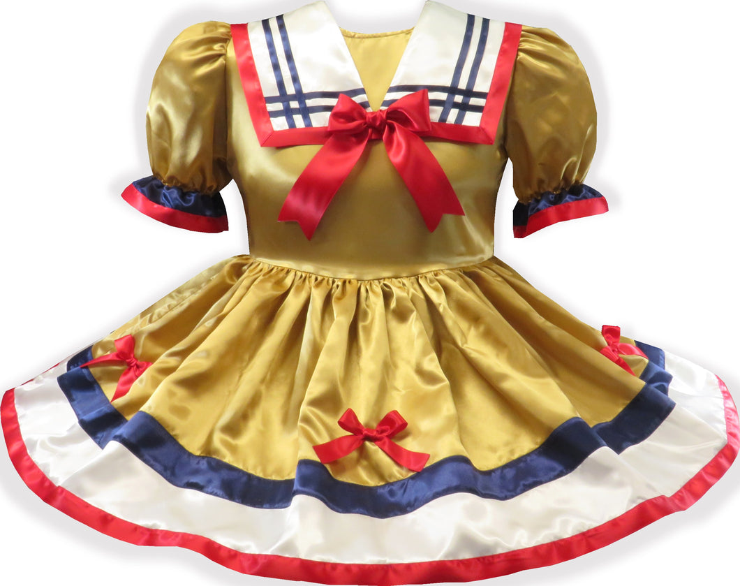 Pattie Custom Fit Nautical Satin Sailor Adult Sissy Dress by Leanne's