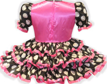 Julie Custom Fit Pink Satin Polka Dot Ruffles Adult Sissy Dress by Leanne's