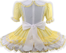 Andrea Custom Fit Yellow Cotton Lace Bows & Sash Adult Sissy Dress Leanne's