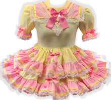 Sadie Custom Fit Pink & Yellow Ruffles Bows Adult Sissy Dress by Leanne's