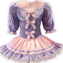 Mayla Custom Fit Pink Lavender Satin Bows Adult Sissy Dress by Leanne's