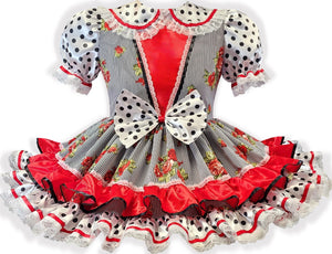 Adele Custom Fit Satin Polka Dots Roses Stripes Adult Sissy Dress by Leanne's