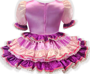 Custom Fit Rapunzel Satin Ruffles Bows Adult Little Girl Sissy Dress by Leanne's