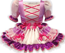 Custom Fit Rapunzel Satin Ruffles Bows Adult Little Girl Sissy Dress by Leanne's