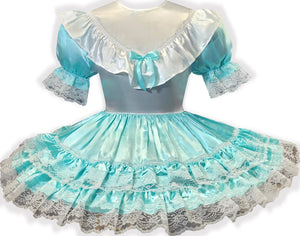Brianna Custom Fit Mint Satin Ruffles Adult Baby Little Girl Sissy Dress by Leanne's