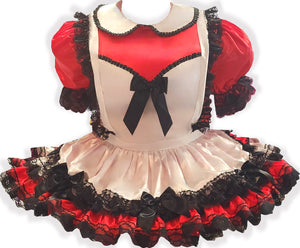 PLUS SIZE 58" Chest Ready to Wear Red Satin Adult Sissy Dress by Leanne's