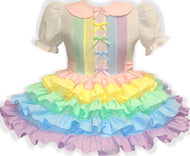 Raina Custom Fit Rainbow Unicorn Ruffles Adult Sissy Dress by Leanne's
