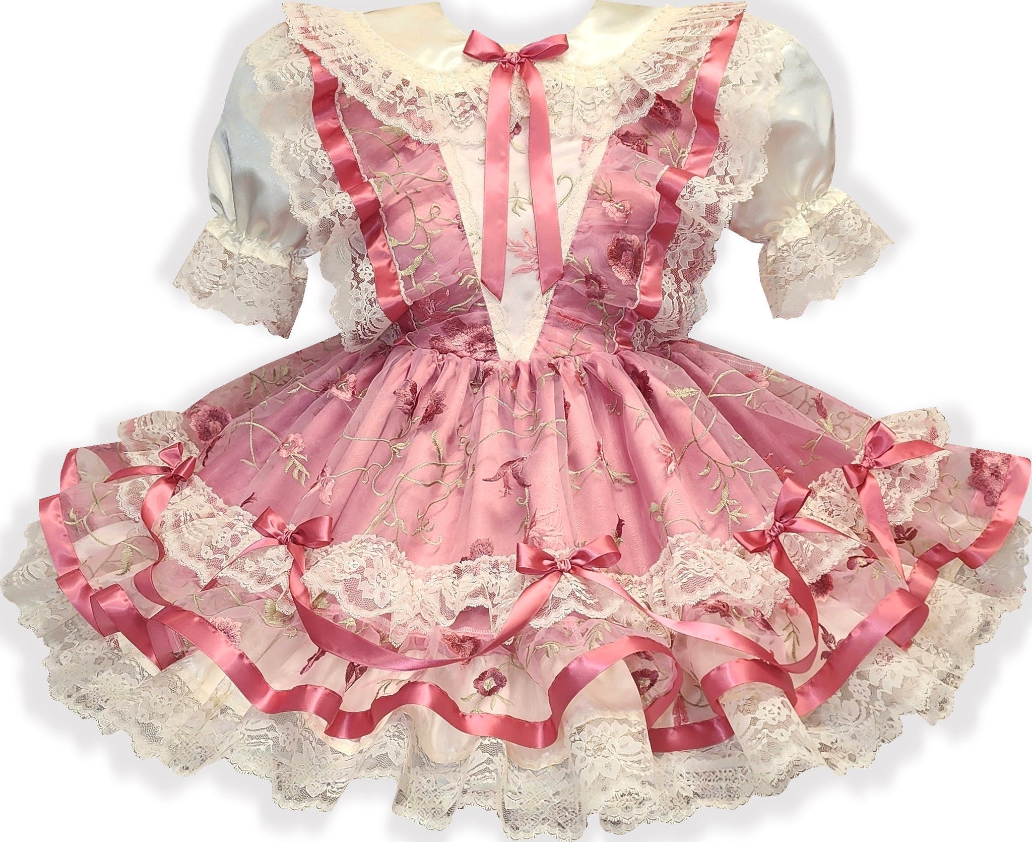 Stephanie Custom Fit Embroidered Roses Adult Sissy Dress by Leanne's Leanne's Pretty Dresses Stephanie Custom Fit Embroidered Roses Adult Sissy Dress by Leanne's Leanne's Pretty Dresses