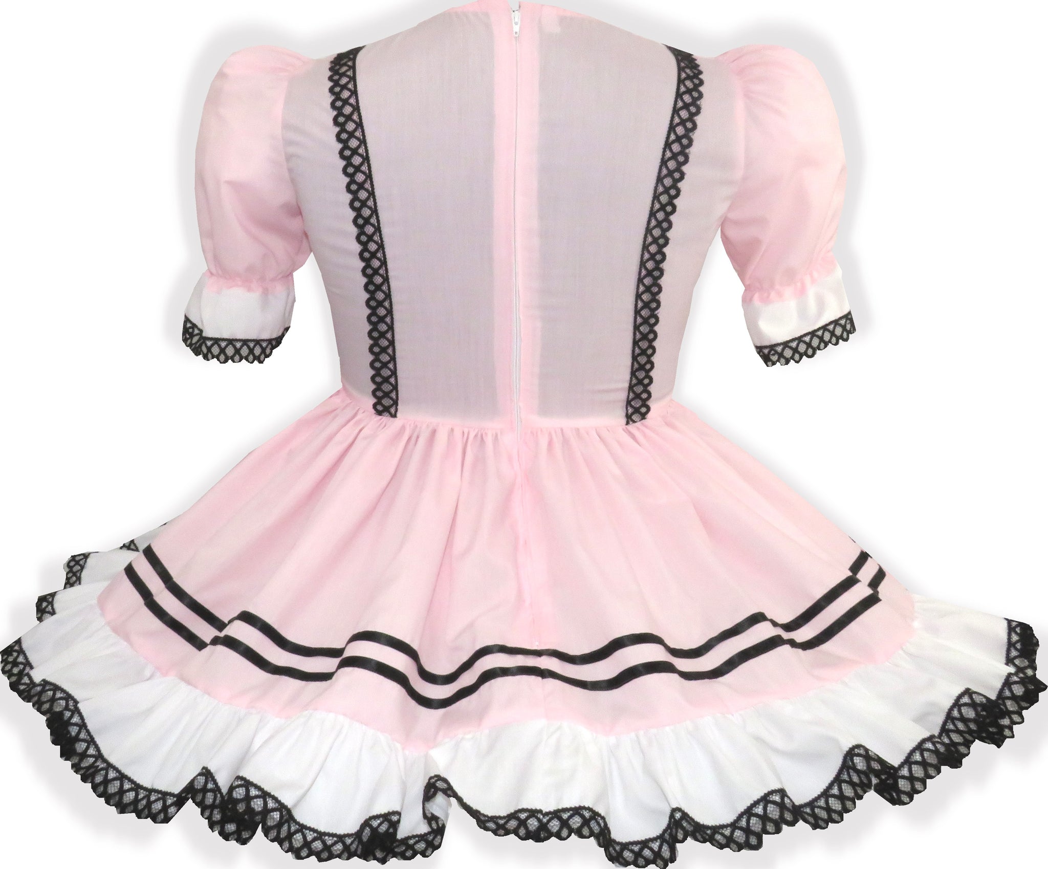 Ready to Wear Pink Cotton Black Lace Bows Adult Sissy Dress Leanne's Leanne's Pretty Dresses Ready to Wear Pink Cotton Black Lace Bows Adult Sissy Dress Leanne's Leanne's Pretty Dresses