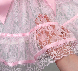 Sandra Custom Fit See-through Sparkle Pink Lace Sissy Dress by Leanne's