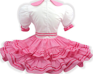 Elle Custom Fit Pink & White Cotton Adult Little Girl Sissy Dress by Leanne's