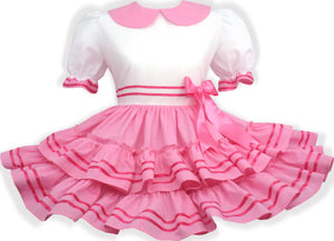 Elle Custom Fit Pink & White Cotton Adult Little Girl Sissy Dress by Leanne's