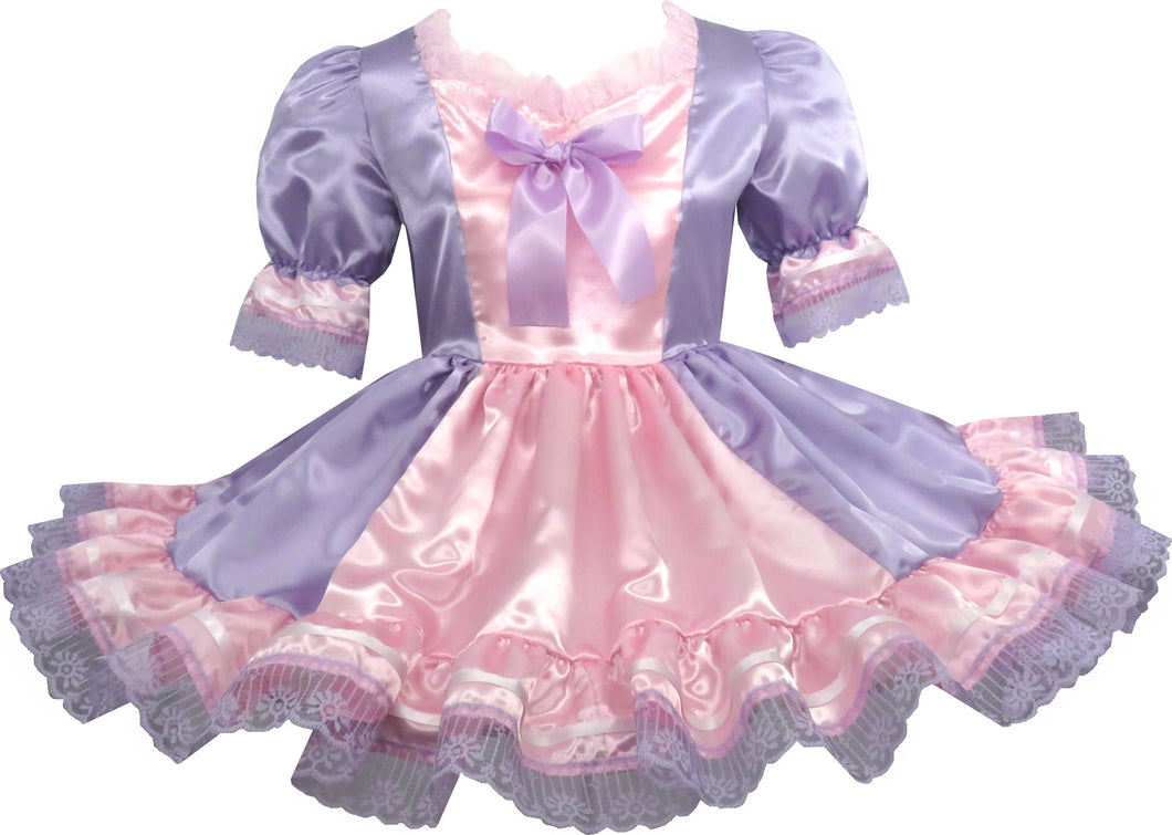 Klara Custom Fit Pink & Lilac Satin Adult Sissy Fantasy Dress by Leanne's