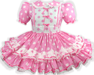 Pink & White Cotton Polka Dot Ruffles Dress Adult Little Girl Sissy by Leanne