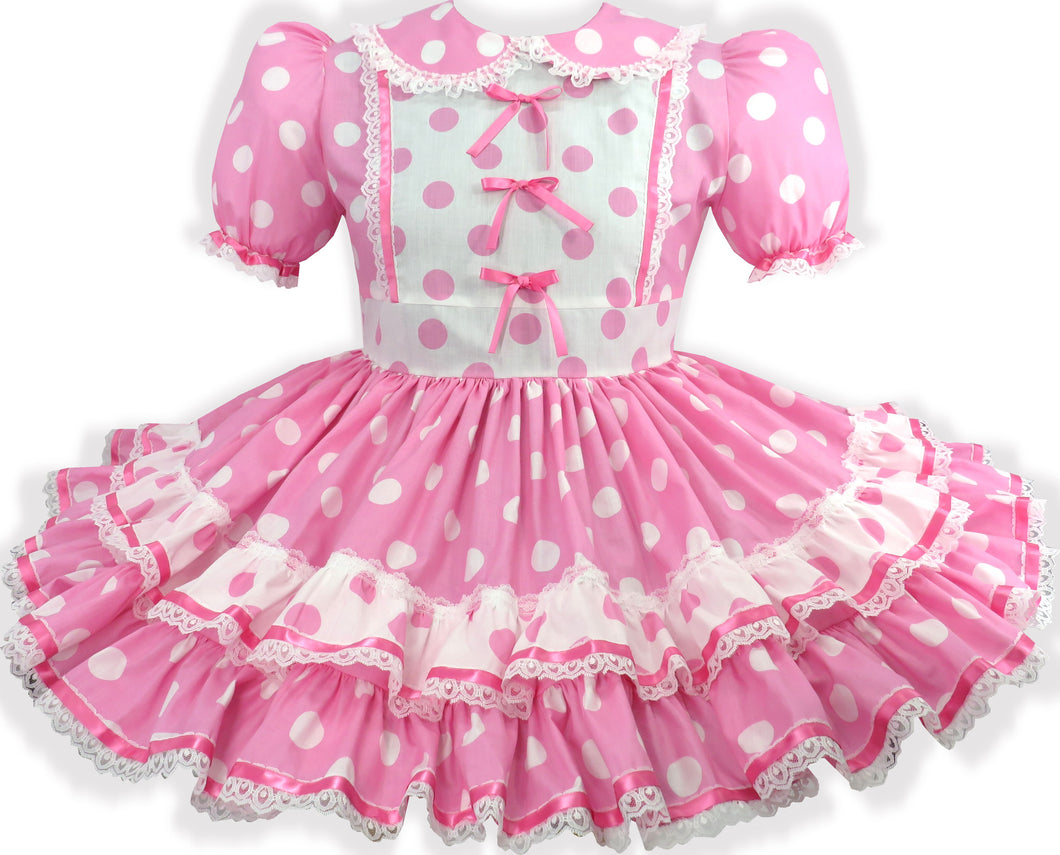 Shirley Custom Fit Pink Cotton Polka Dots Adult Sissy Dress by Leanne's