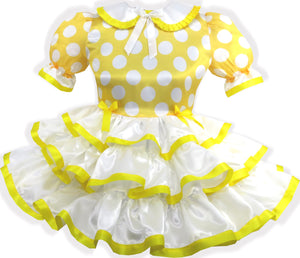 Lucy Custom Fit Polka Dot Satin Adult Little Girl Sissy Dress Leanne
