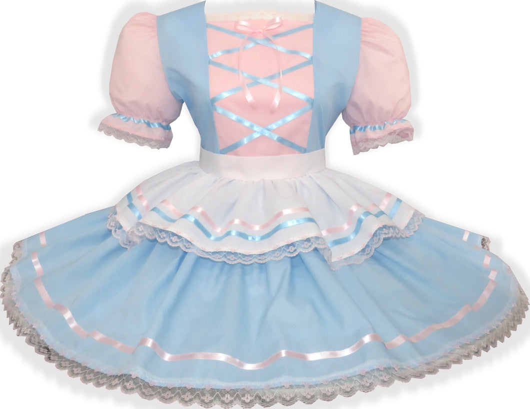 Emma Custom Fit Pink & Blue Cotton Adult Sissy Dress Leanne