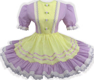 Isabella Custom Fit Lavender Yellow Eyelet Adult Sissy Dress Leanne