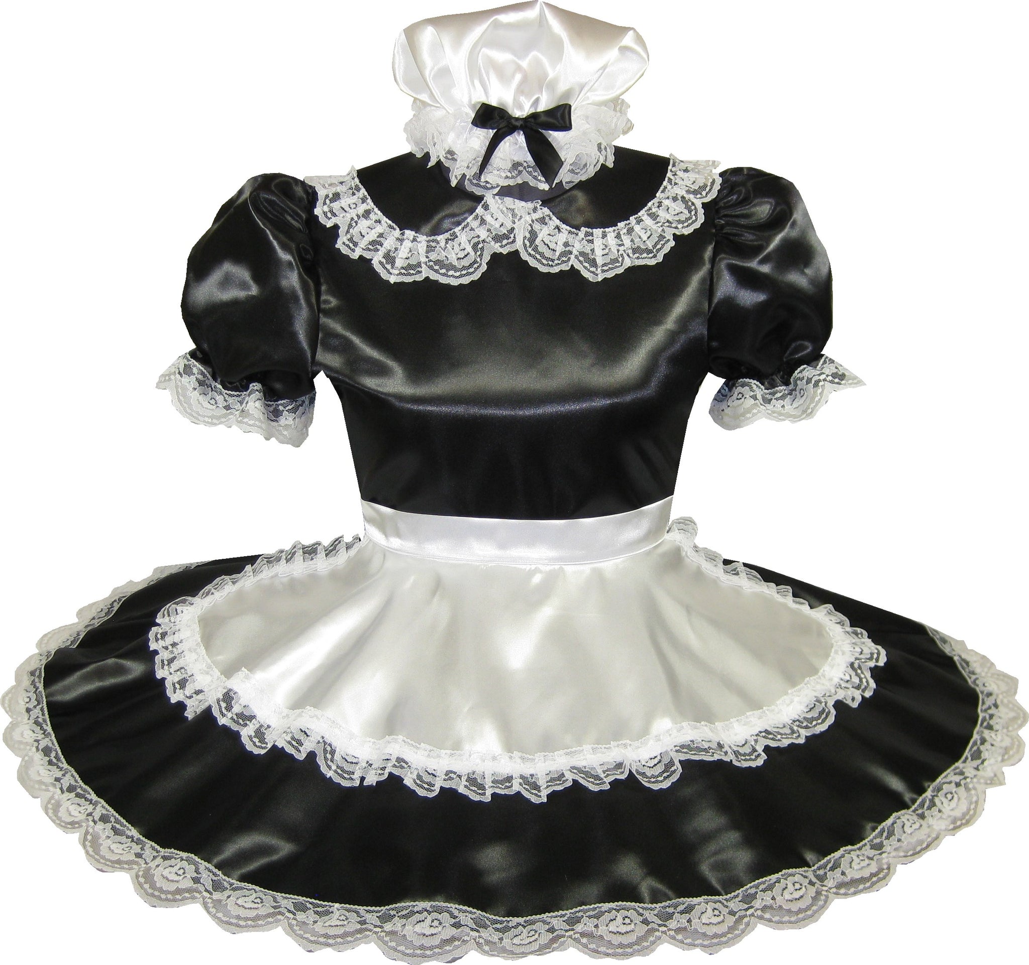 Josie 3 pc Custom Fit Satin French Maid Adult Sissy Dress by Leanne's Leanne's Pretty Dresses Josie 3 pc Custom Fit Satin French Maid Adult Sissy Dress by Leanne's Leanne's Pretty Dresses