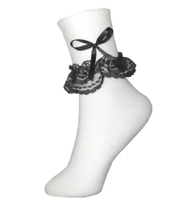 FRENCH MAID Lacy Ruffle Bow Socks for Adult Little Girl Sissy Dress up LEANNE