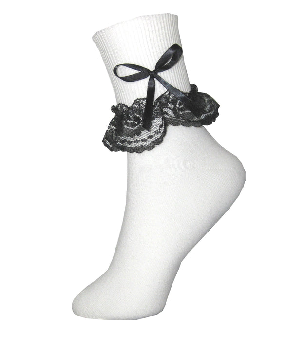 FRENCH MAID Lacy Ruffle Bow Socks for Adult Little Girl Sissy Dress up LEANNE